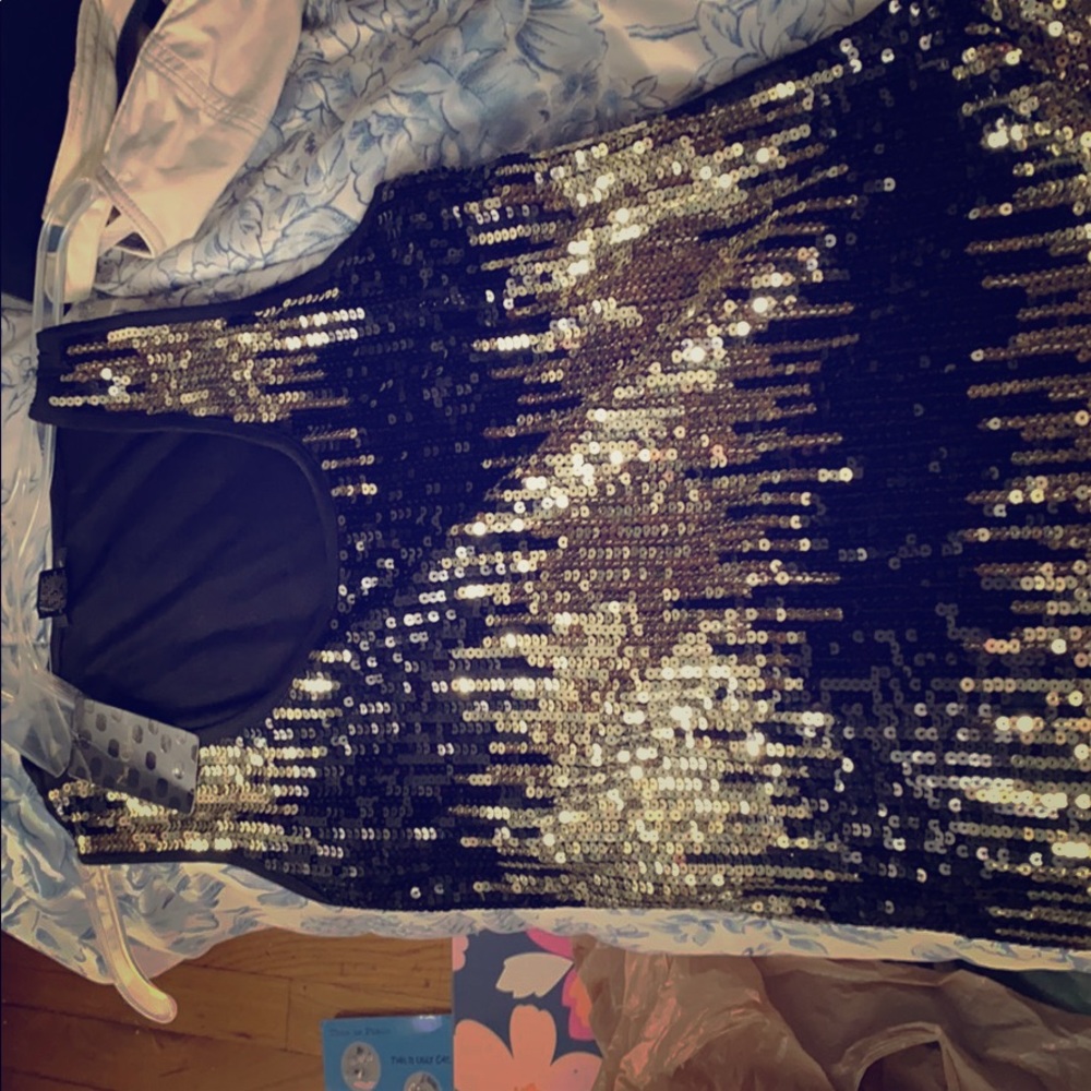 Nue Options S gold and black sparkling dress